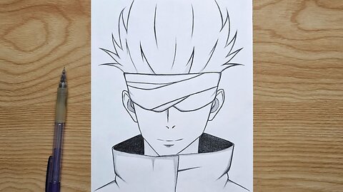 Gojo Satoru drawing easy | How to draw Gojo step by step | anime character drawing for beginners