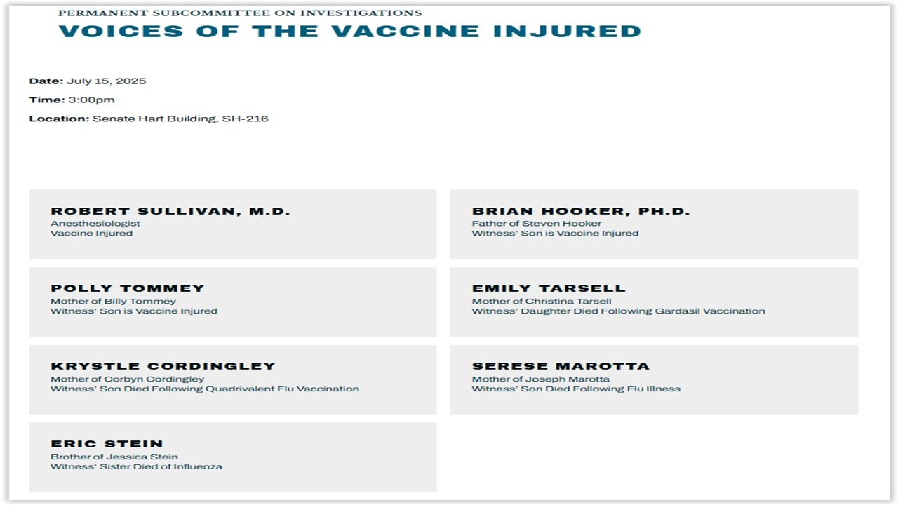 XSpace + Senate Hearing: "Voices of the Vaccine Injured"