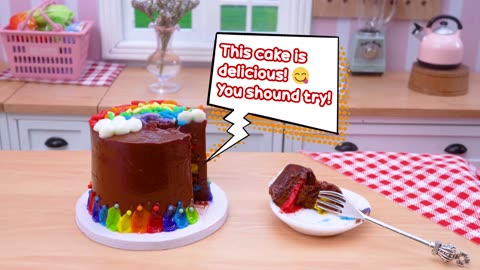 So Yummy Rainbow Chocolate Cake Recipe - DIY Tiny Cakes