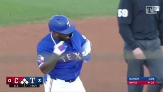 MLB - Adolis García clears the bases with a long double. #SpringTraining