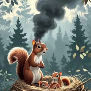 Brave Mother Squirrel Saves Her Babies from Forest Fire – Heartwarming Animated Story