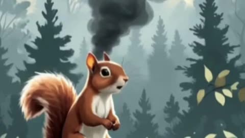 Brave Mother Squirrel Saves Her Babies from Forest Fire – Heartwarming Animated Story
