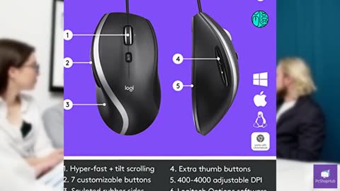 Logitech M500s Advanced Corded Mouse with Advanced Hyper-Fast Scrolling & Tilt,
