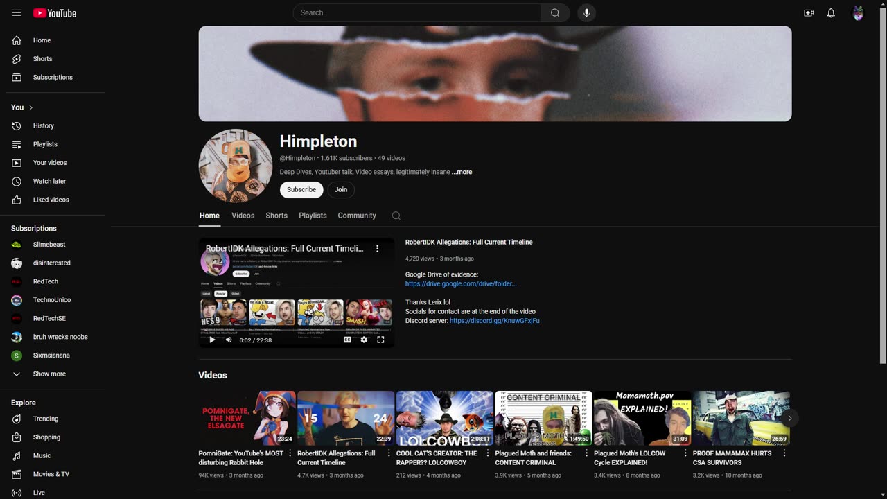 Himpleton is trying to hide his past