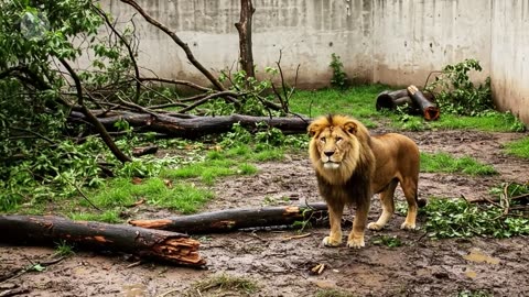 Lion escapes cage and is attacked by bear. What happens next will shock you