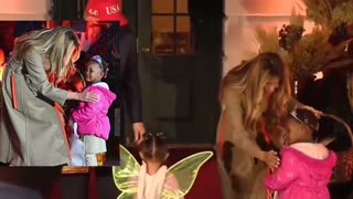 First Lady Melania Trump comforts child frightened by White House Halloween decorations