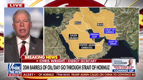 Trump energy chief dismisses concerns on Strait of Hormuz: 'Iran would harm itself'