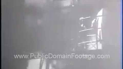 WWII Attack on naval ship archival stock footage www.PublicDomainFootage.com