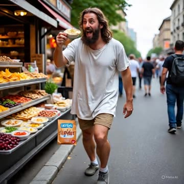 a yong man drop the food