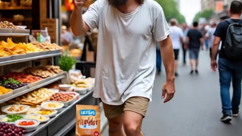 a yong man drop the food