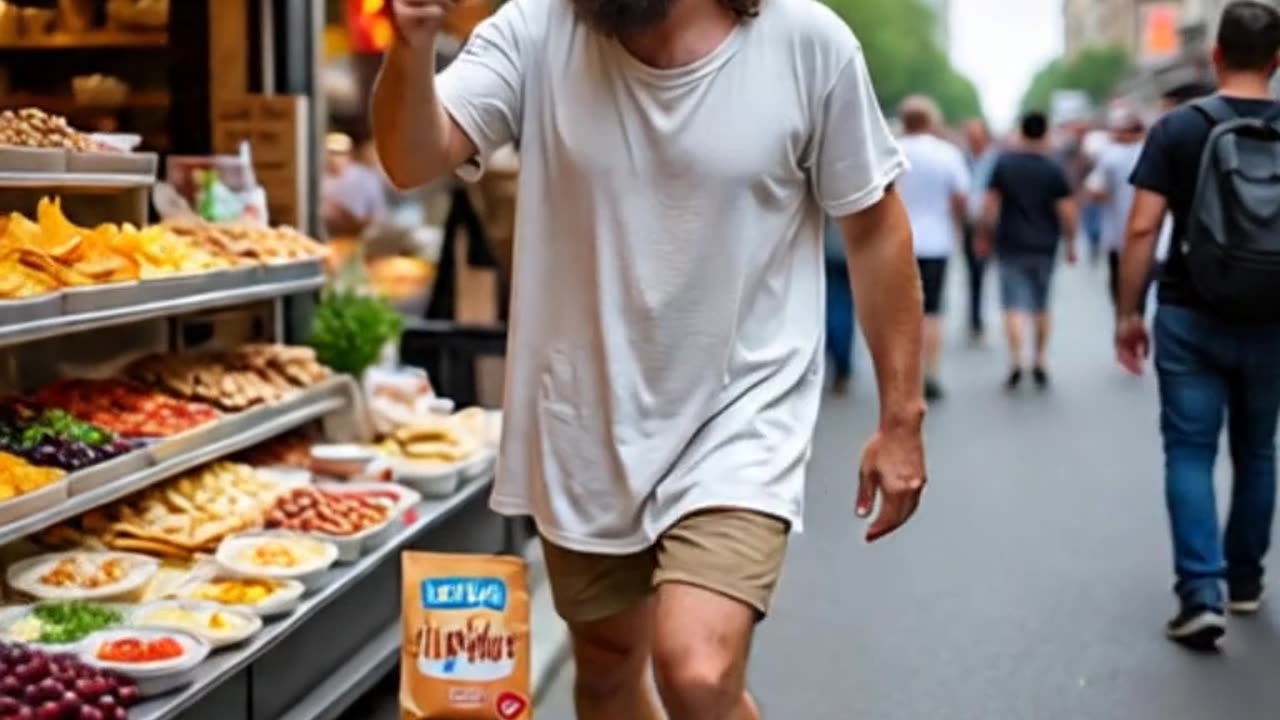 a yong man drop the food