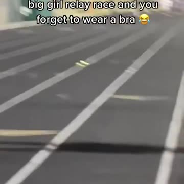 Relay Race vs the Busty Girl Who Forgot Her Bra 😬