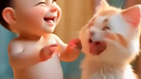 Baby and Kitten Laugh Attack — Cutest Moment You’ll See Today!”