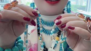 20250708-8 Nature Sterling Treatment Turquoise & Pearl Set: Blue-White