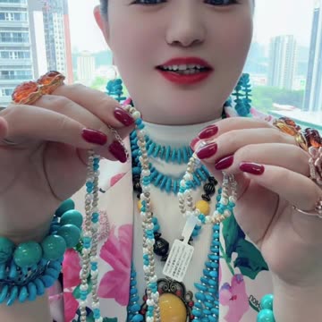 20250708-8 Nature Sterling Treatment Turquoise & Pearl Set: Blue-White