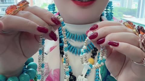 20250708-8 Nature Sterling Treatment Turquoise & Pearl Set: Blue-White