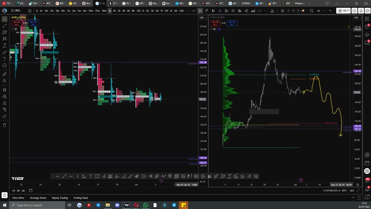 Analysis on circle using tpo and regular chart longs and short