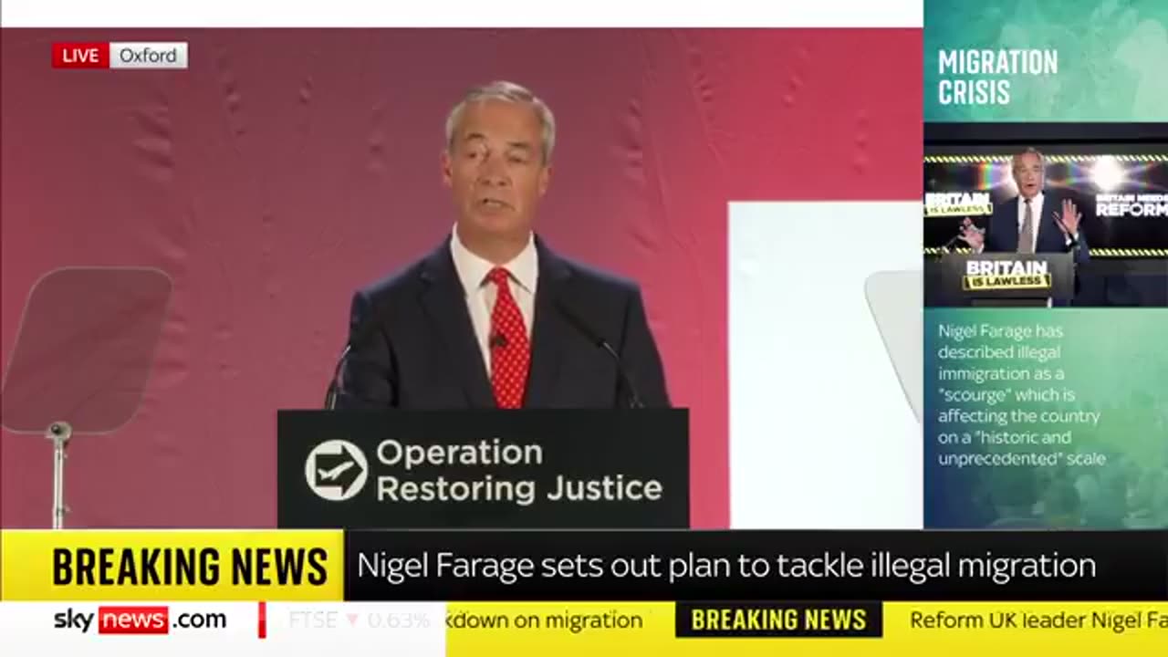 NOW - Nigel Farage says there is now a "genuine threat to public order" in the UK from illegal immigration.