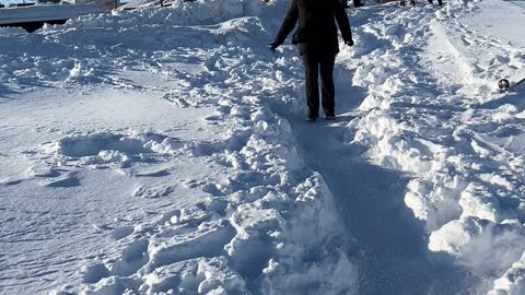 Extremely High Snow Piles On Russian Main Street