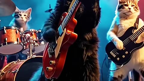 GATOS DO ROCK 🤩🤩🤩 #rock #ai #cat #cover #diversion #animation #guitar