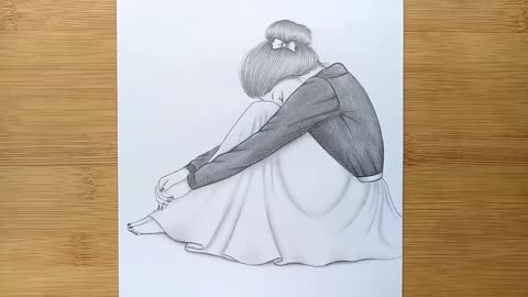 Alone Girl Pencil Sketch || How to draw a sad girl for beginners