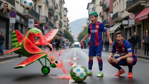 Ronaldo's Son vs Messi's Son The ULTIMATE Banana vs Watermelon Race!