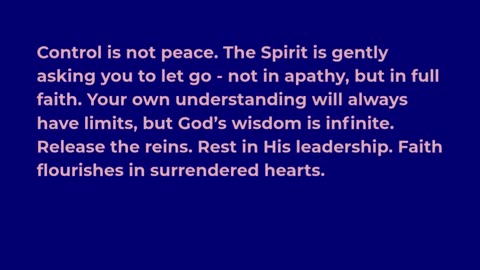 Faith That Releases Control