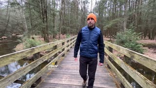 WALKING A BRIDGE OVER A STREAM!
