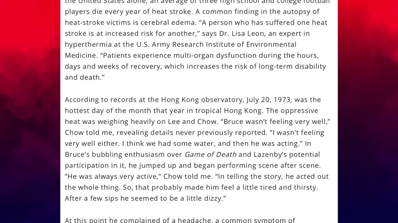 Bruce Lee's Death THEORY - Hyperhidrosis/Heatstroke Evidence