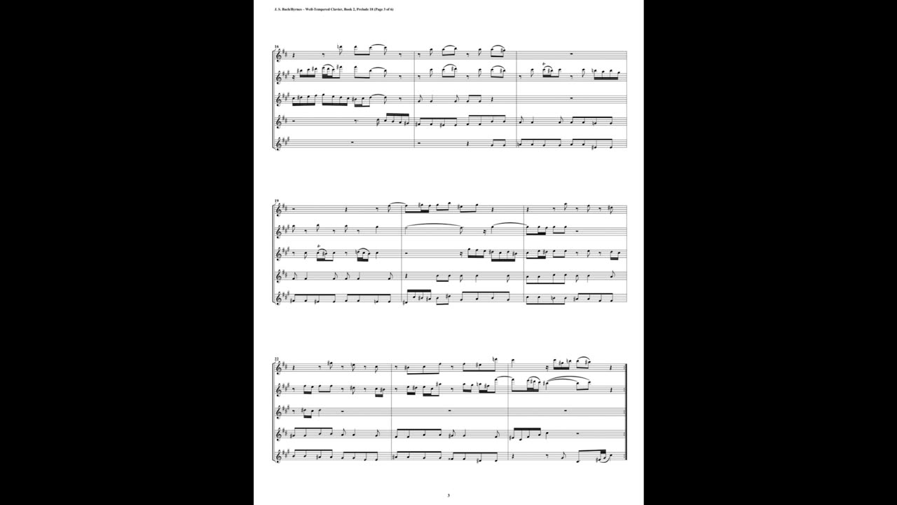 J.S. Bach - Well-Tempered Clavier: Part 2 - Prelude 09 (Saxophone Quintet)
