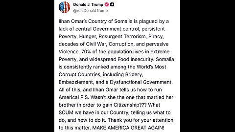 President Trump just unleashed on “SCUM” Ilhan Omar and Somalia,