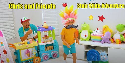 Chris and Friends Stair Slide Adventure Safety and Sharing