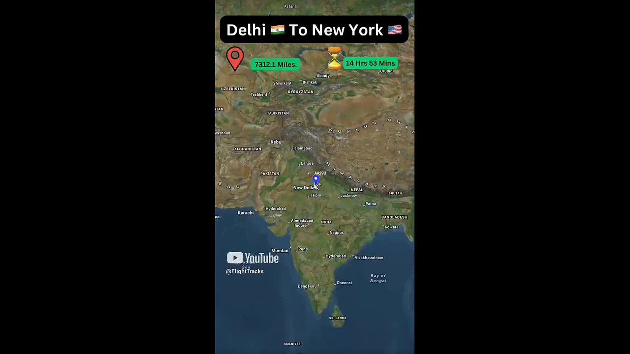 New Delhi TO New Yoirk Flight Route