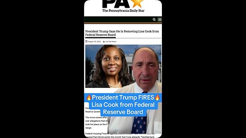 Trump Fires Lisa Cook from Federal Reserve Board