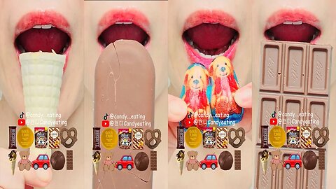 ASMR EMOJI FOOD | CHOCOLATE ICE CREAM , CHOCOLATE FOOD , MUKBANG EATING SOUND