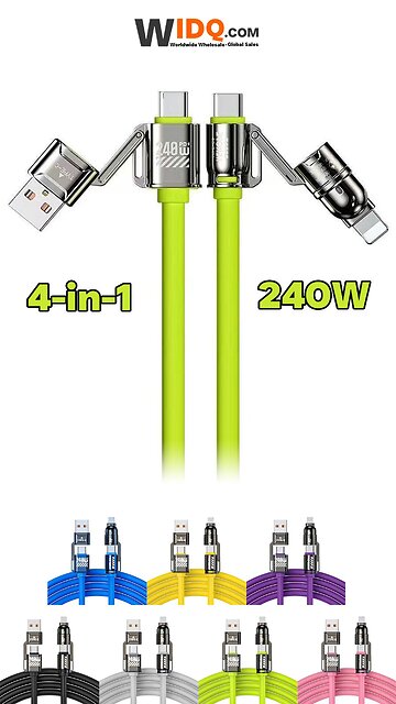 🔌 One Cable. All Power. Anywhere | 4-in-1 240W Silicone Fast Charging Cable 😎