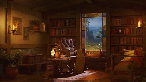 Warm Reading Nook – Gentle Rain Ambience for Peaceful Relaxation & Restful Sleep