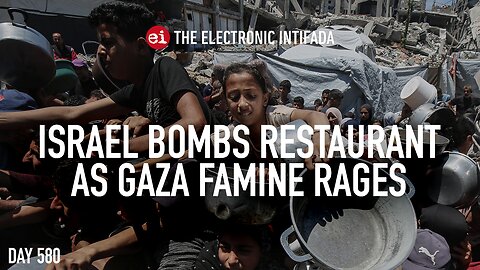 Israel bombs restaurant as Gaza famine rages, with Nora Barrows-Friedman