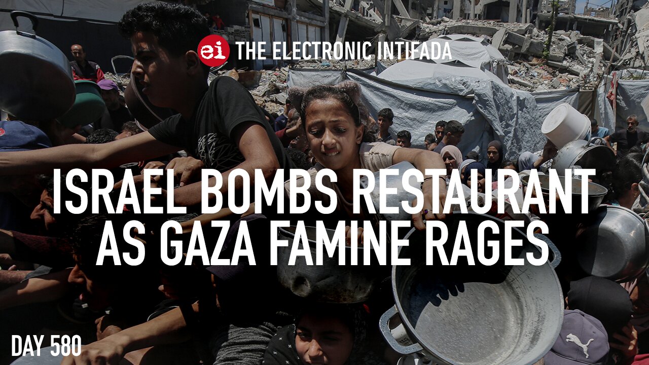 Israel bombs restaurant as Gaza famine rages, with Nora Barrows-Friedman