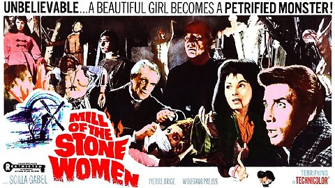 MILL OF THE STONE WOMEN 1960 Nefarious Experiments Create Stone Statues of Women FULL MOVIE HD & W/S