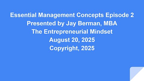 Essential Management Concepts Episode 2