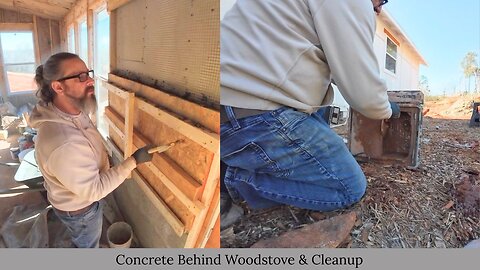 Concrete Behind Woodstove & Cleanup