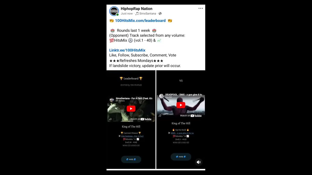 👑 100HitsMix.com/leaderboard 👑