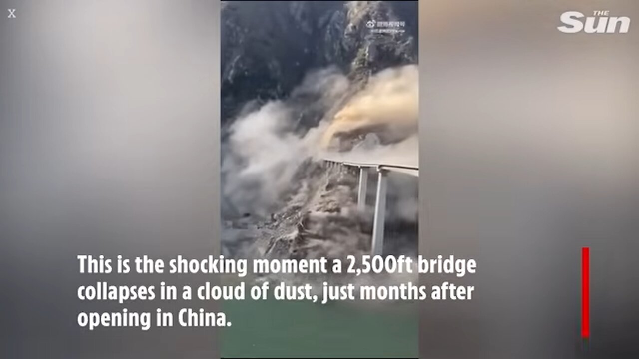 WATCH: Horror moment China bridge collapses in cloud of dust just MONTHS after opening