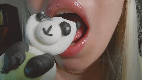 asmr eating marshmallow panda