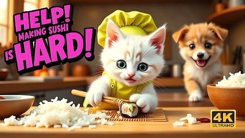 ✨Fluffy Kitten’s HILARIOUS Sushi Disaster! 😹🍣 #cat #cutecats #funnycats #kitten