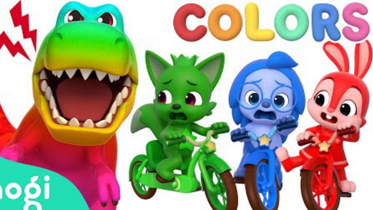 Ride Fast! from the Dinosaurs! Run Away | Learn Colors with Dinosaur and Bike Hogi Colors