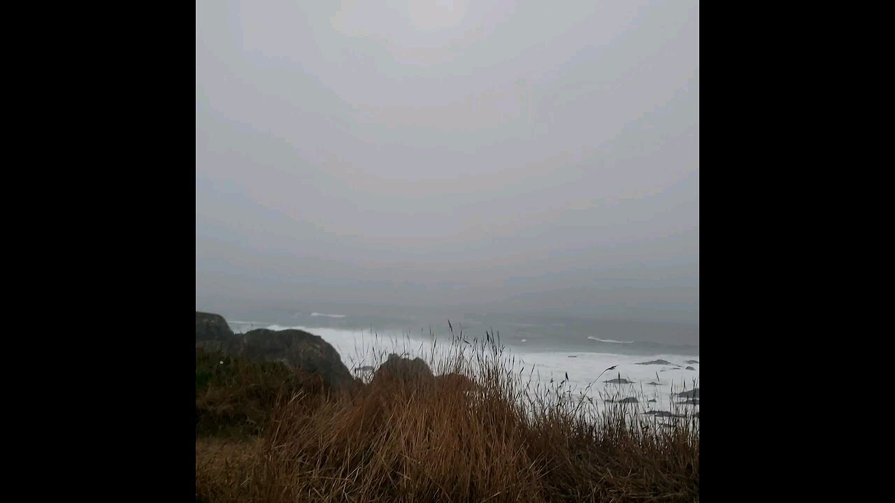 White noise from a pounding surf.