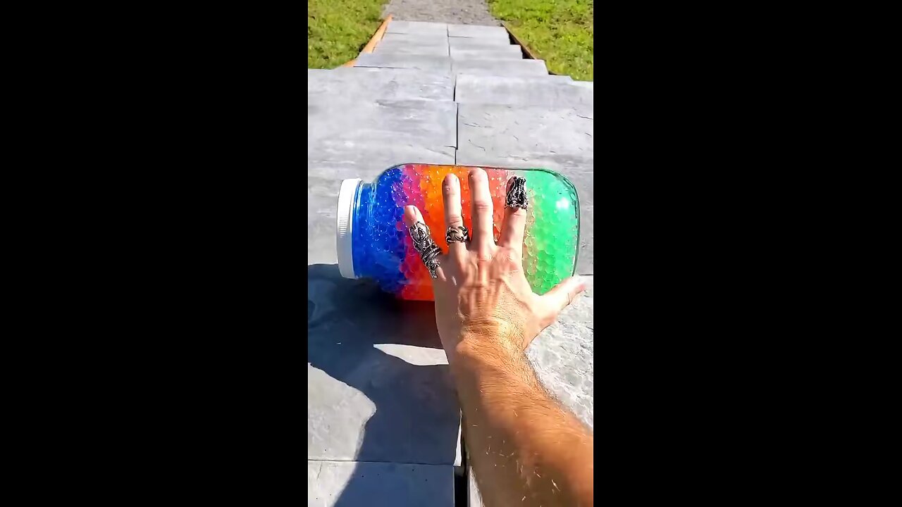 Different things filled in bottles falling from stairs