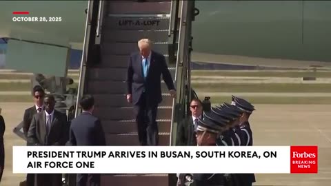 President Trump Arrives In Busan, South Korea, On Air Force One